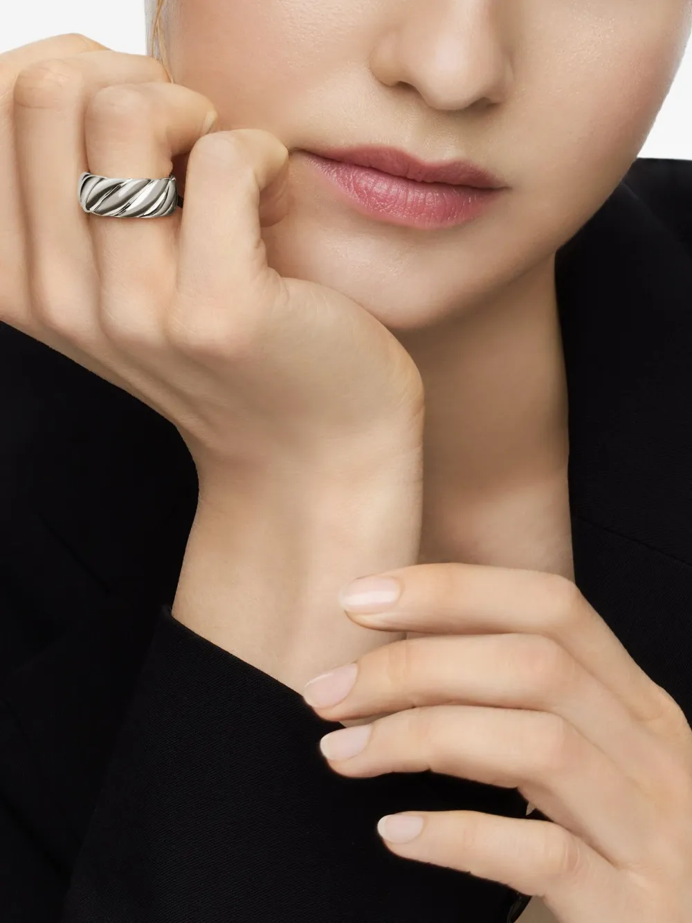 Sterling Silver Sculpted Cable Band Ring (9mm)
