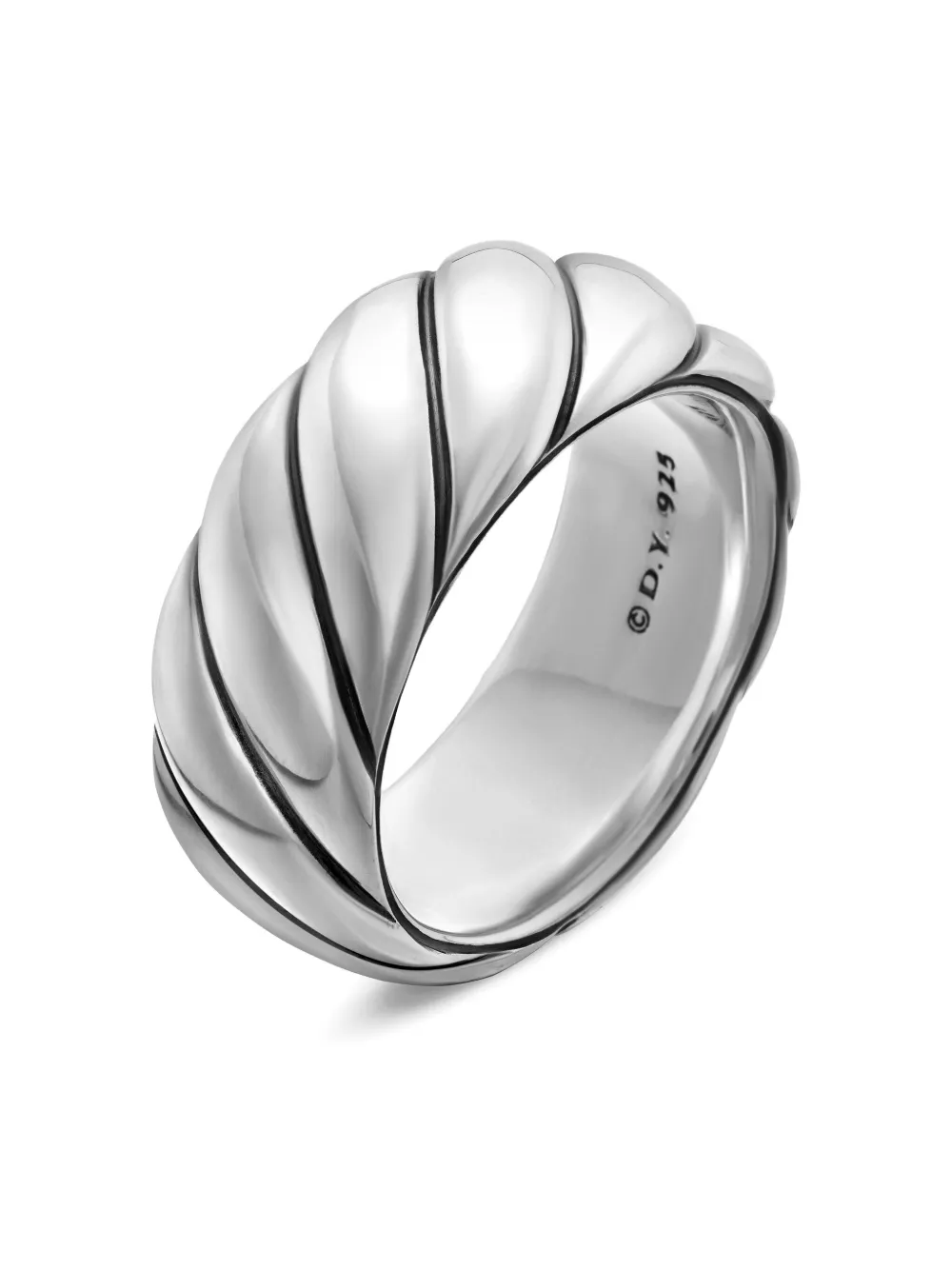 Sterling Silver Sculpted Cable Band Ring (9mm)