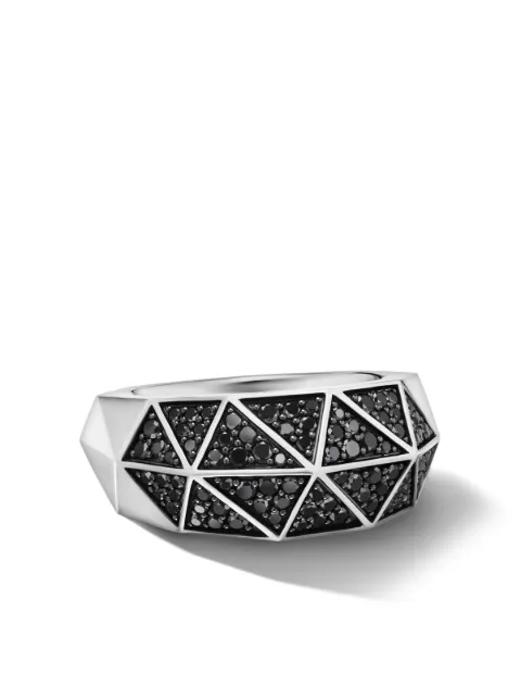 David Yurman anillo de sello Torqued Faceted en plata de ley con diamante de 11.3mm