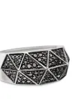 David Yurman sterling silver Torqued Faceted diamond signet ring (11.3mm)