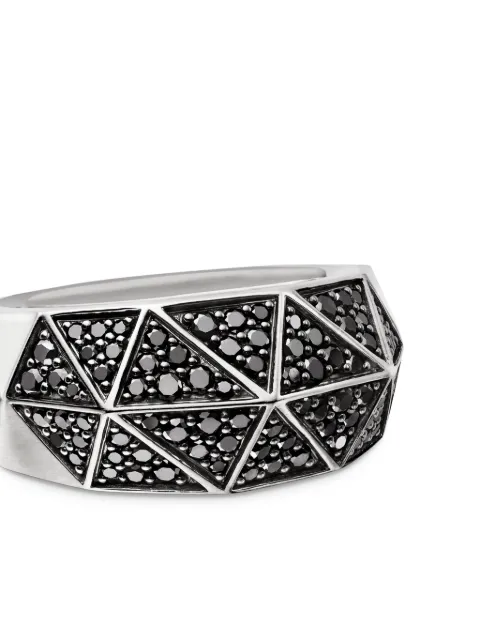 David Yurman sterling silver Torqued Faceted diamond signet ring (11.3mm)