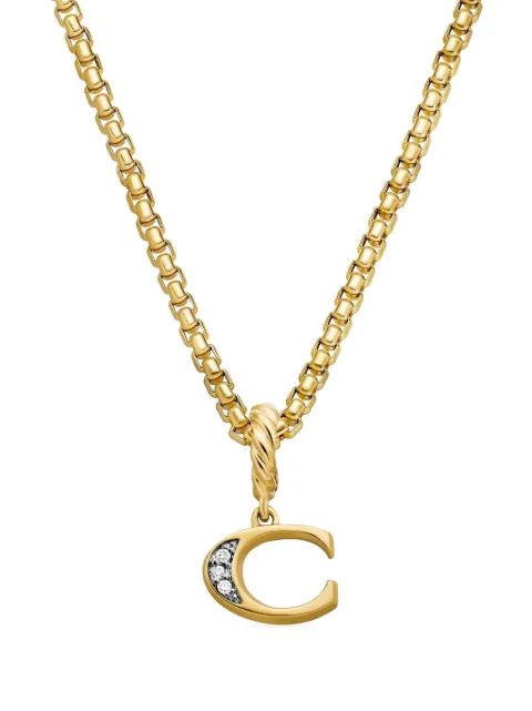David Yurman 18kt yellow gold Pavé Initial diamond pendant