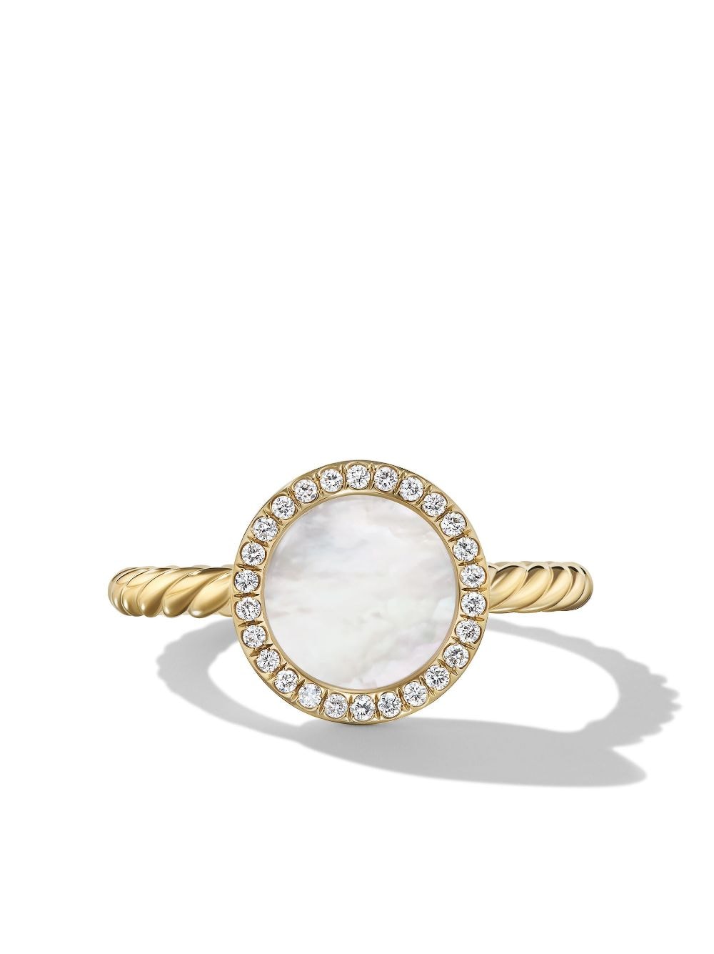 Shop David Yurman 18kt Yellow Gold Petite Elements Mother-of-pearl And Diamond Ring