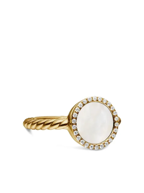 David Yurman 18kt yellow gold Petite DY Elements mother-of-pearl and diamond ring (11.3mm)