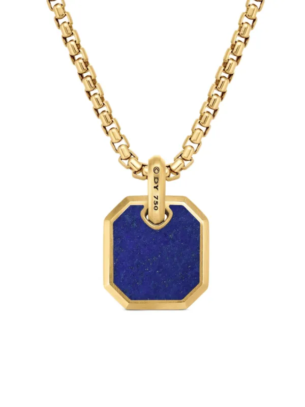 David Yurman 18kt Yellow Gold Roman Lapis Lazuli Amulet (15mm