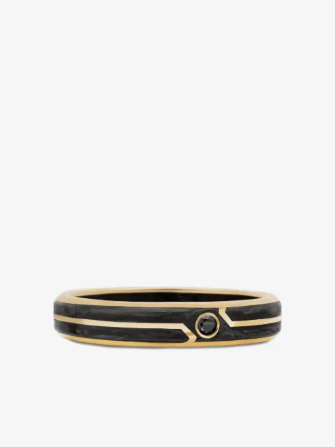 David Yurman anillo Forged Carbon de 4 mm en oro amarillo de 18 ct con diamantes