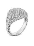 David Yurman 18kt white gold Sculpted Cable diamond pinky ring (13mm) - Silver