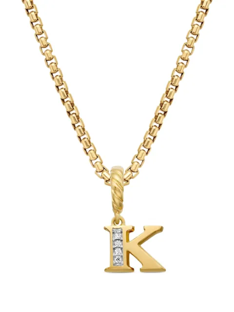 David Yurman pendentif E en or 18ct pavé de diamants