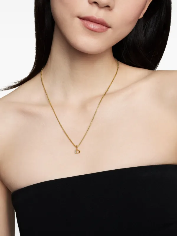 David Yurman Pavé Initial ペンダント 18Kイエローゴールド