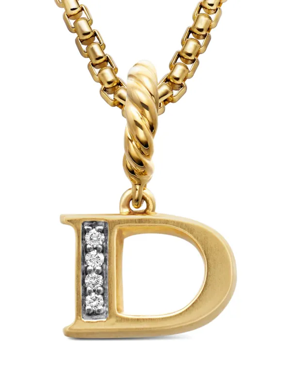 David Yurman Pavé Initial ペンダント 18Kイエローゴールド