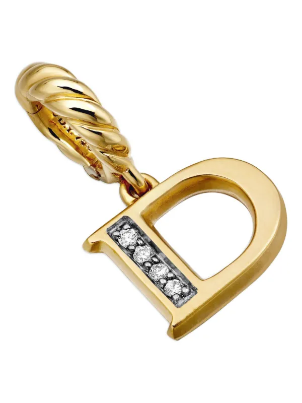 David Yurman Pavé Initial ペンダント 18Kイエローゴールド