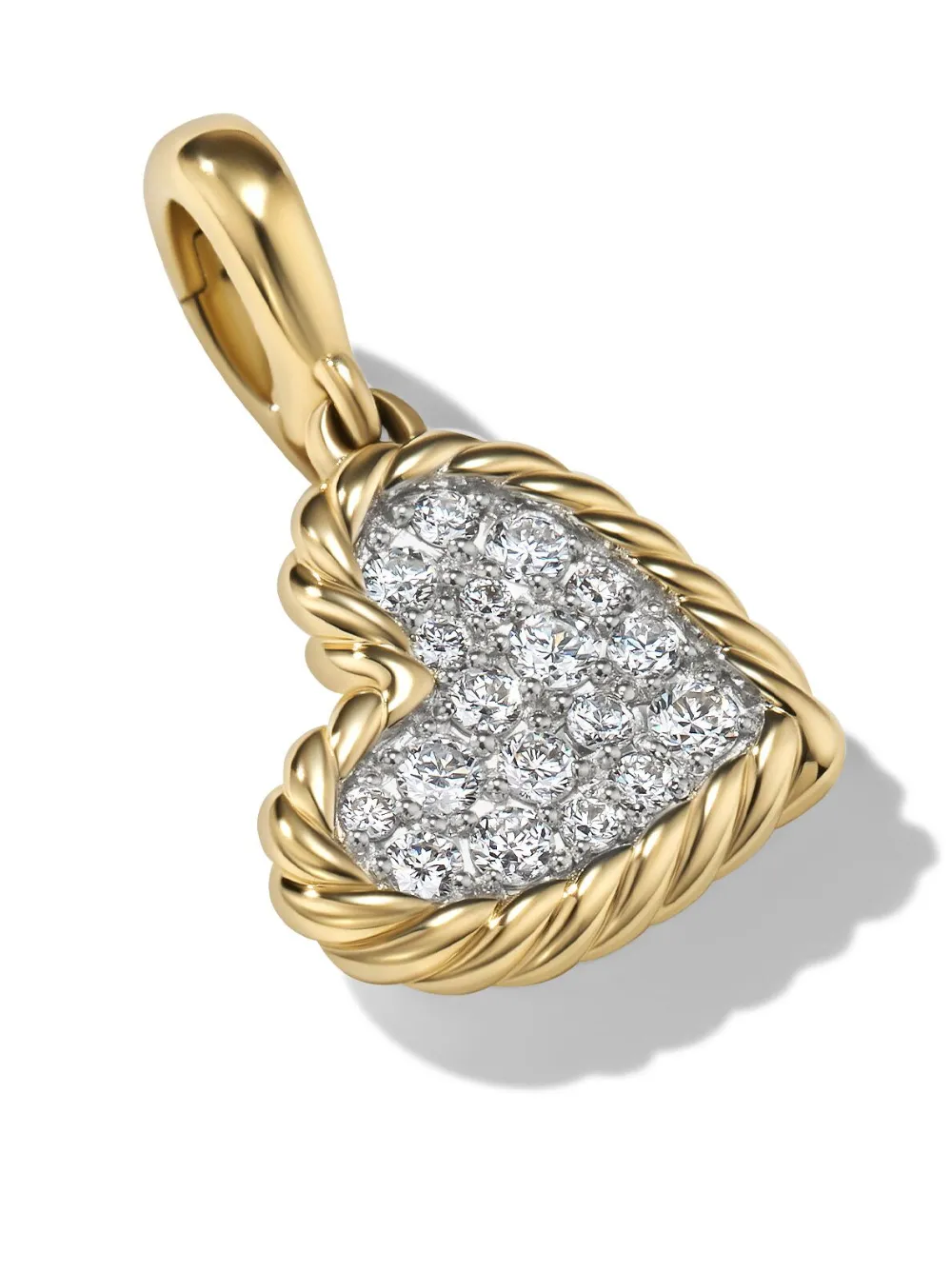 David Yurman 18kt Yellow Gold Elements Heart Diamond Pendant In Silver