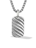 David Yurman sterling silver Sculpted Cable tag (27mm)