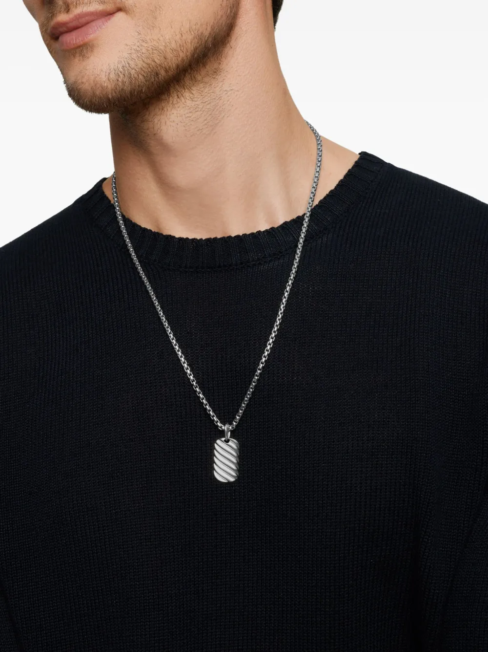 David Yurman Targhetta Sculpted Cable in argento sterling (27mm) | Image 2