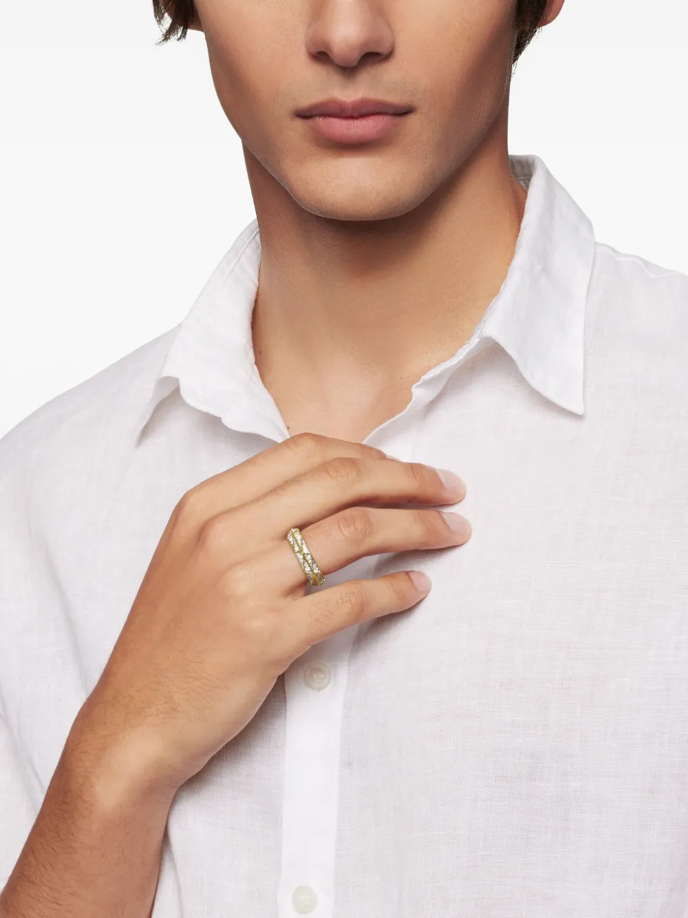 David Yurman 18kt yellow gold Torqued Faceted diamond ring (6mm) | Image 2