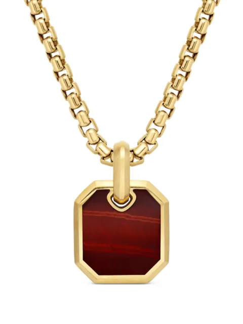 David Yurman 18kt yellow gold Roman tiger eye amulet (15mm)