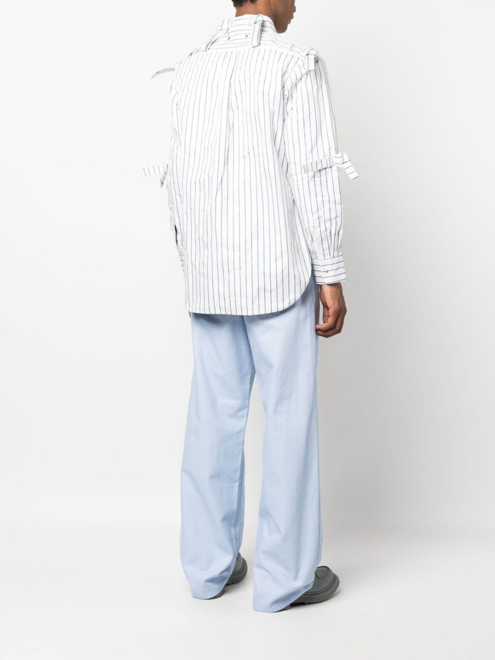 Shop Craig Green Striped Long-sleeve Shirt In White