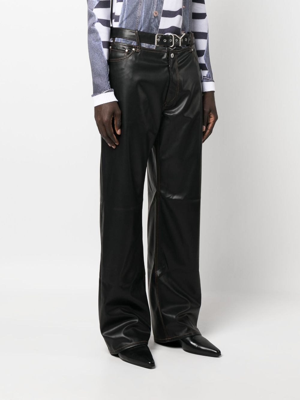 Shop Y/project Belt-detail Loose-fit Trousers In Schwarz