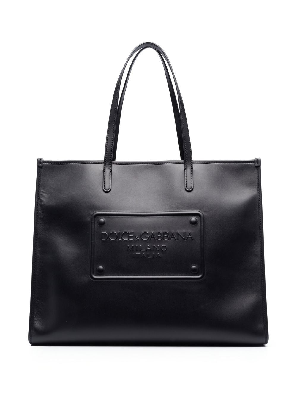 Dolce & Gabbana Logo Embossed Shopping Tote In Black