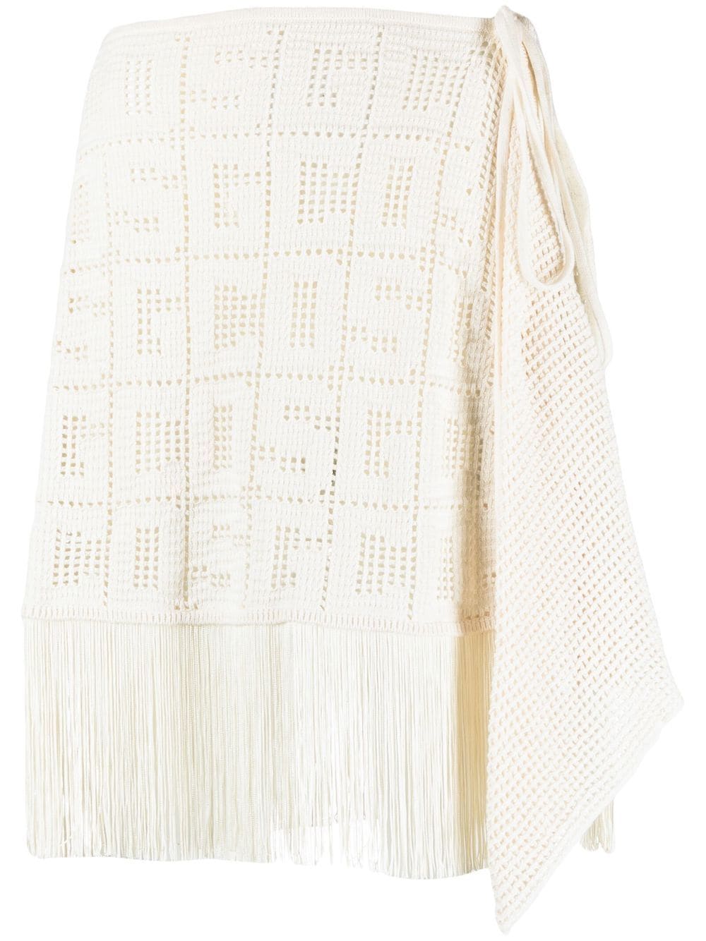 Shop Gcds Crochet-monogram Mini Skirt In Nude