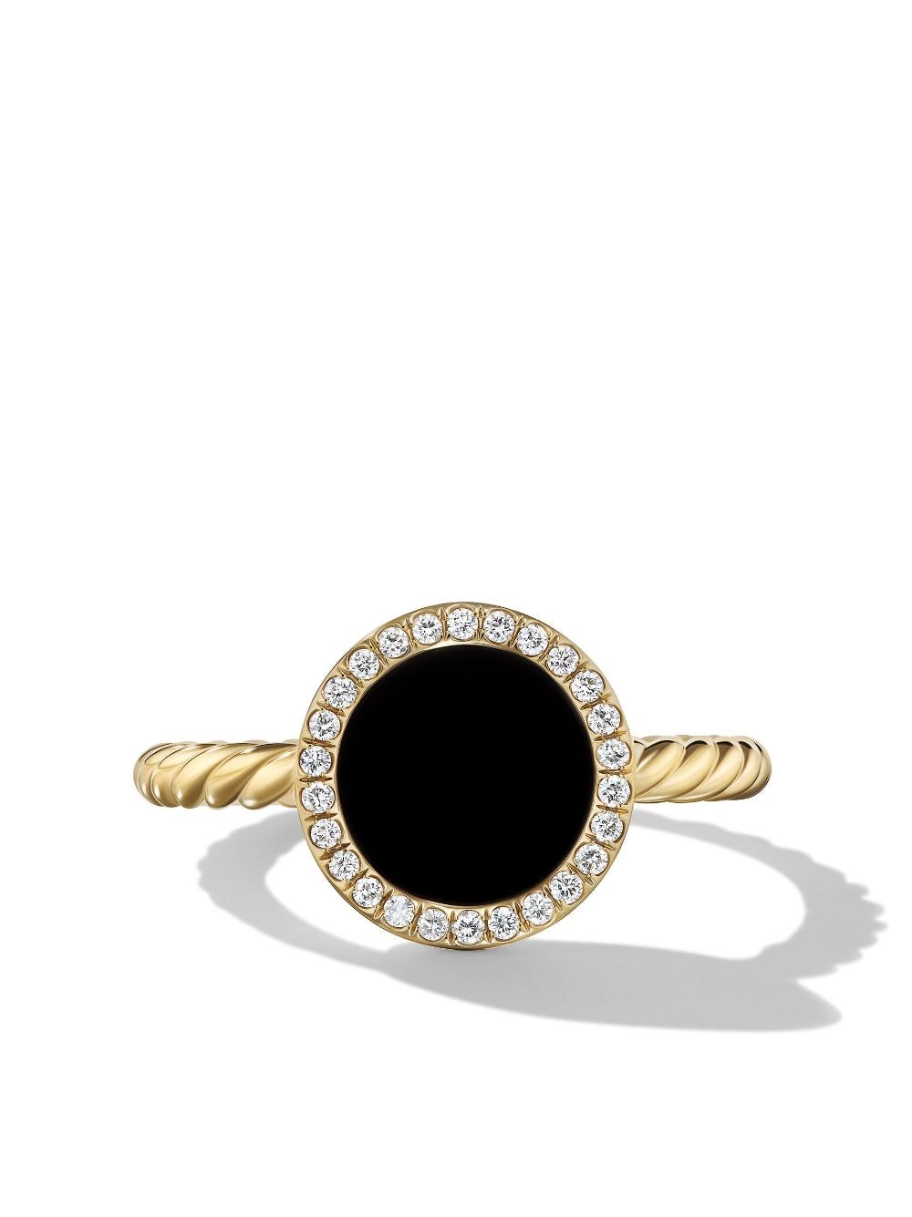 Shop David Yurman 18kt Yellow Gold Petite Elements Diamond And Onyx Ring