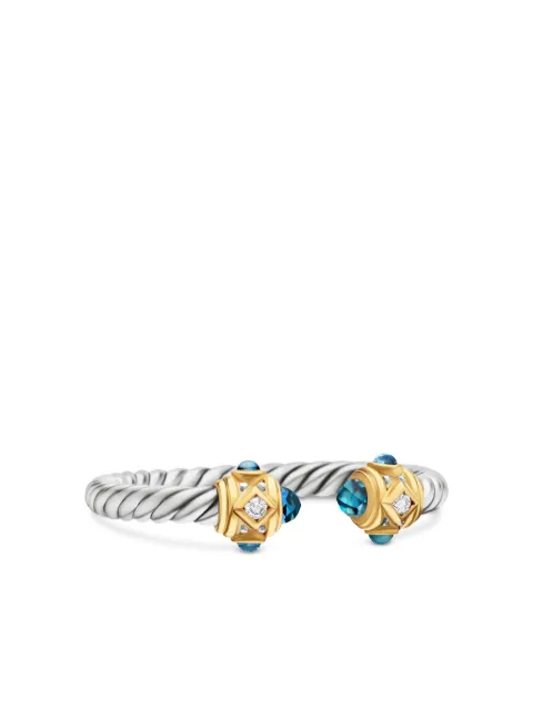 David Yurman 14kt yellow gold and sterling silver Renaissance topaz and diamond ring (2.3mm)