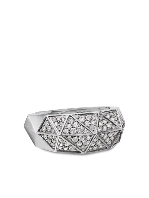 David Yurman anillo de sello Torqued Faceted en plata de ley con diamante de 11.3mm