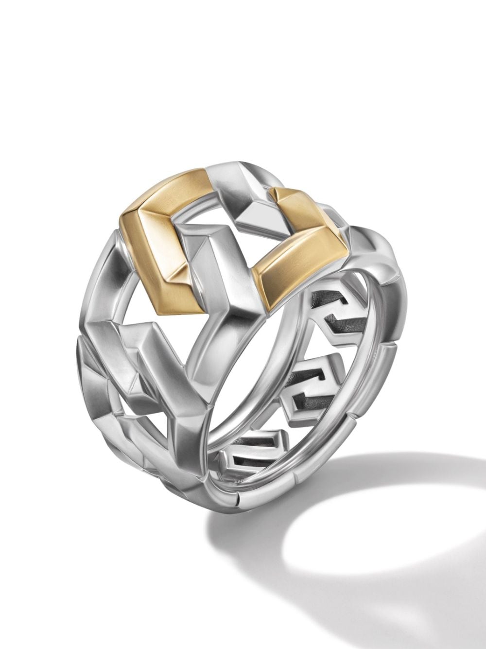 Shop David Yurman 18kt Yellow Gold Carlyle Ring In Silver