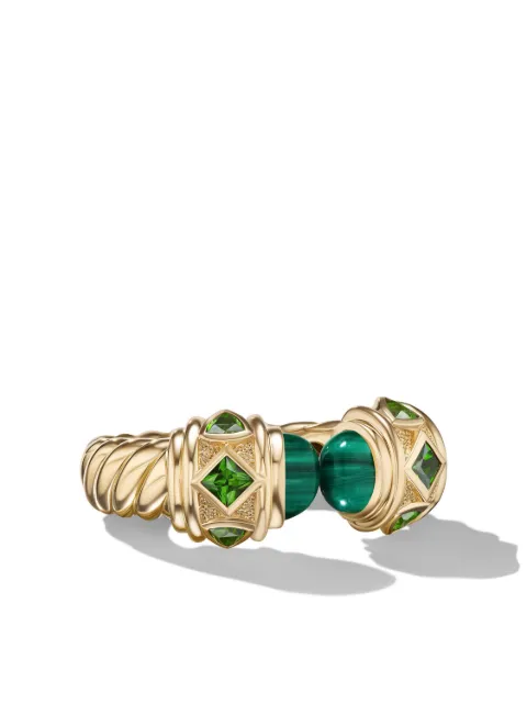 David Yurman 18kt yellow gold Renaissance malachite diopside ring