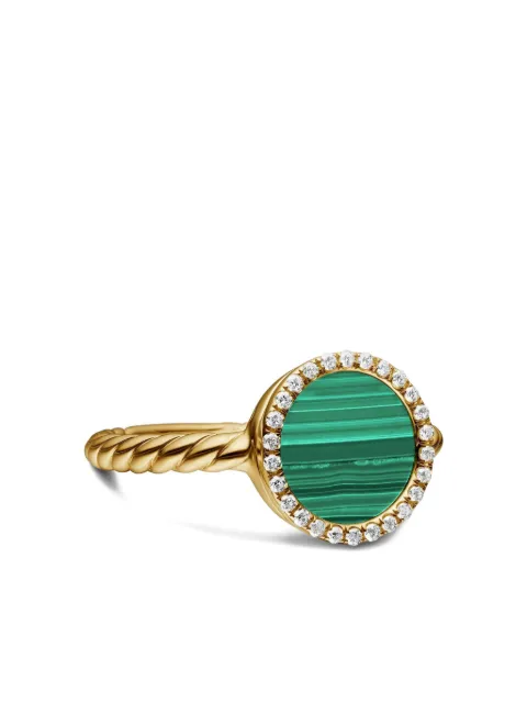 David Yurman anillo Petite DY Elements en oro amarillo de 18kt con diamantes y malaquita de 11.3mm