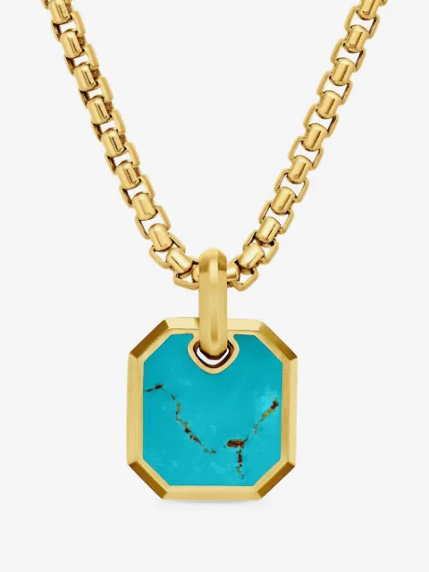 David Yurman Roman turkos amulett i 18K gult guld (15 mm)