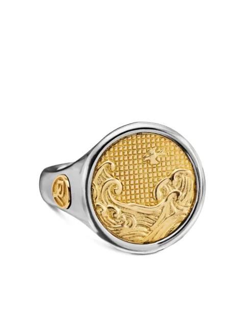 David Yurman 18kt yellow gold and sterling silver Water and Fire Duality signet ring (20mm)
