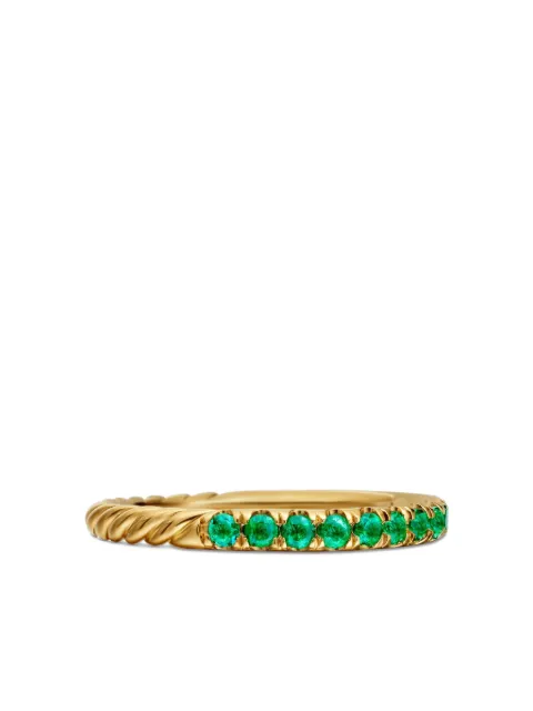 David Yurman 18kt yellow gold Cable Collectibles emerald stack ring (2mm)