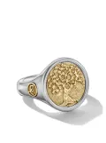 David Yurman 18kt yellow gold and sterling silver Life and Death Duality signet ring (20mm)