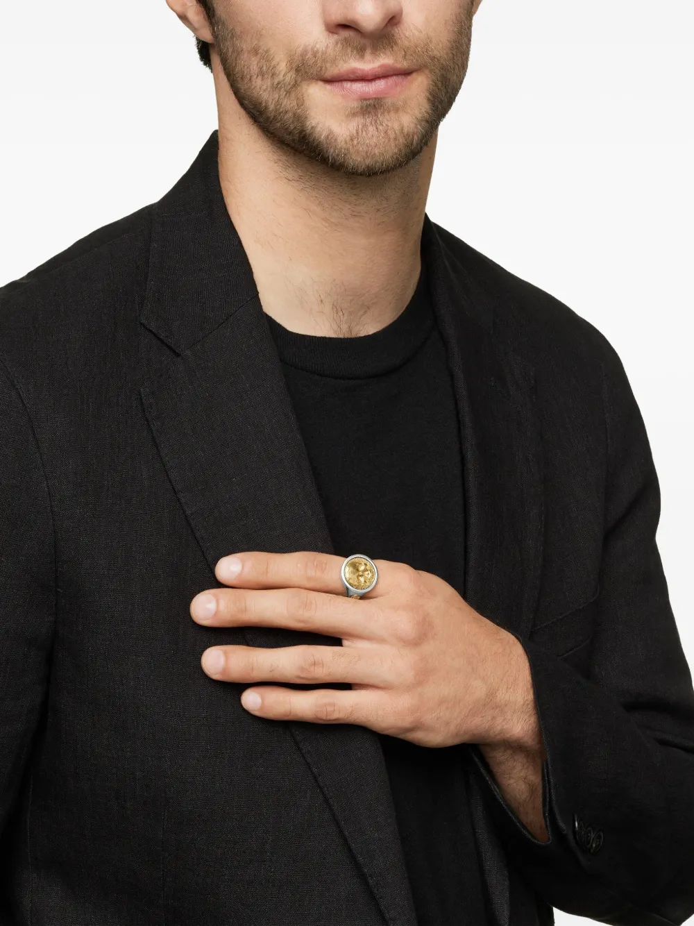 David Yurman Anello a sigillo Life and Death Duality in oro giallo 18kt e argento sterling (20mm) | Image 2