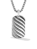 David Yurman sterling silver Sculpted Cable tag (35mm)