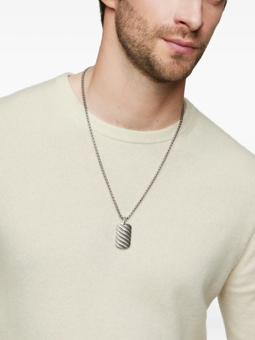 David Yurman Targhetta Sculpted Cable in argento sterling (35mm) | Image 2
