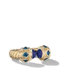 David Yurman 18kt yellow gold Renaissance lapis lazuli and topaz ring (6.5mm)