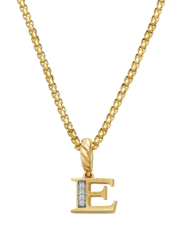 David Yurman 18kt Yellow Gold Pavé Initial Pendant