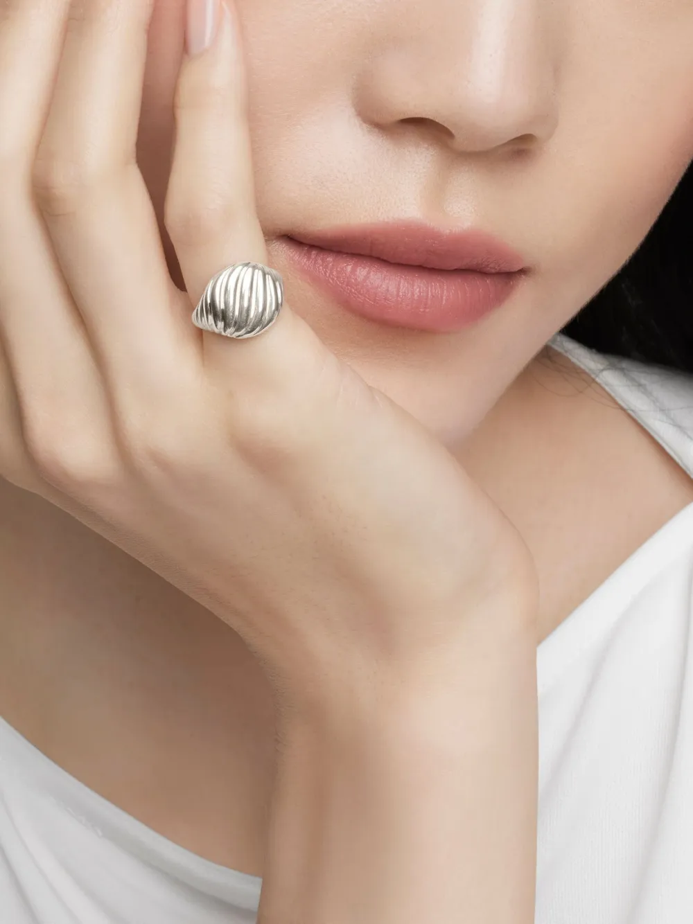 Sterling Silver Sculpted Cable Pinky Ring (13mm)