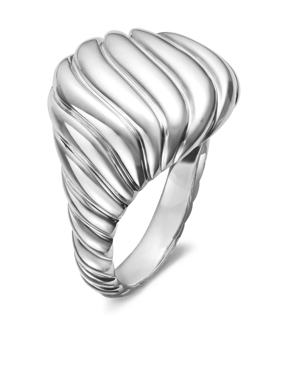 Sterling Silver Sculpted Cable Pinky Ring (13mm)