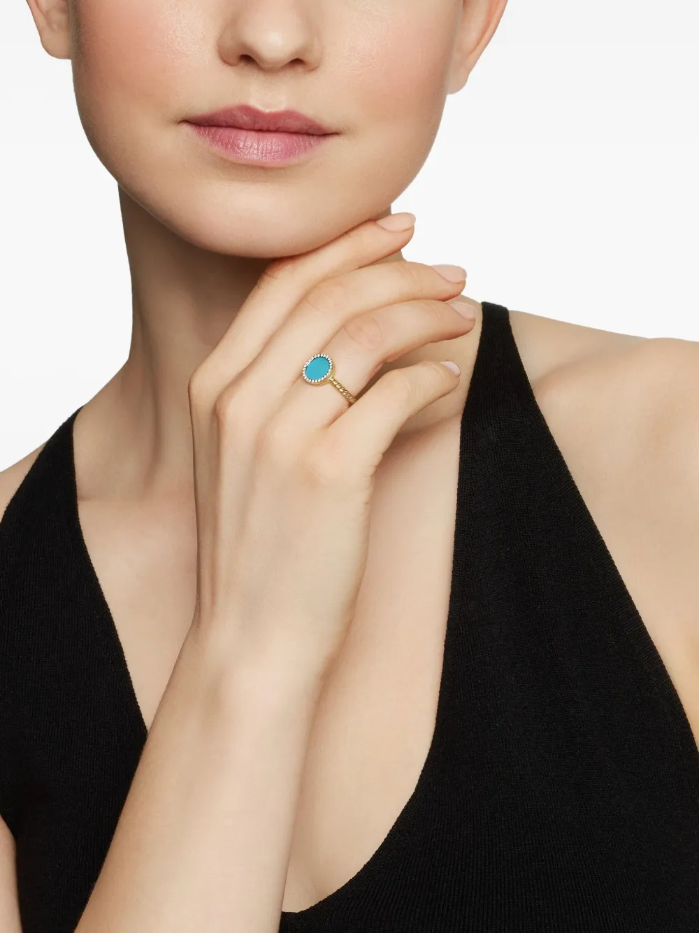 David Yurman 18kt yellow gold Petite DY Elements turquoise and diamond ring (11.3mm) | Image 2