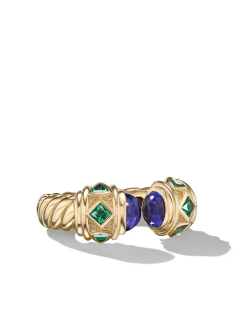 David Yurman anillo Renaissance en oro amarillo de 18kt con tsavorita y tanzanita de 6.5mm