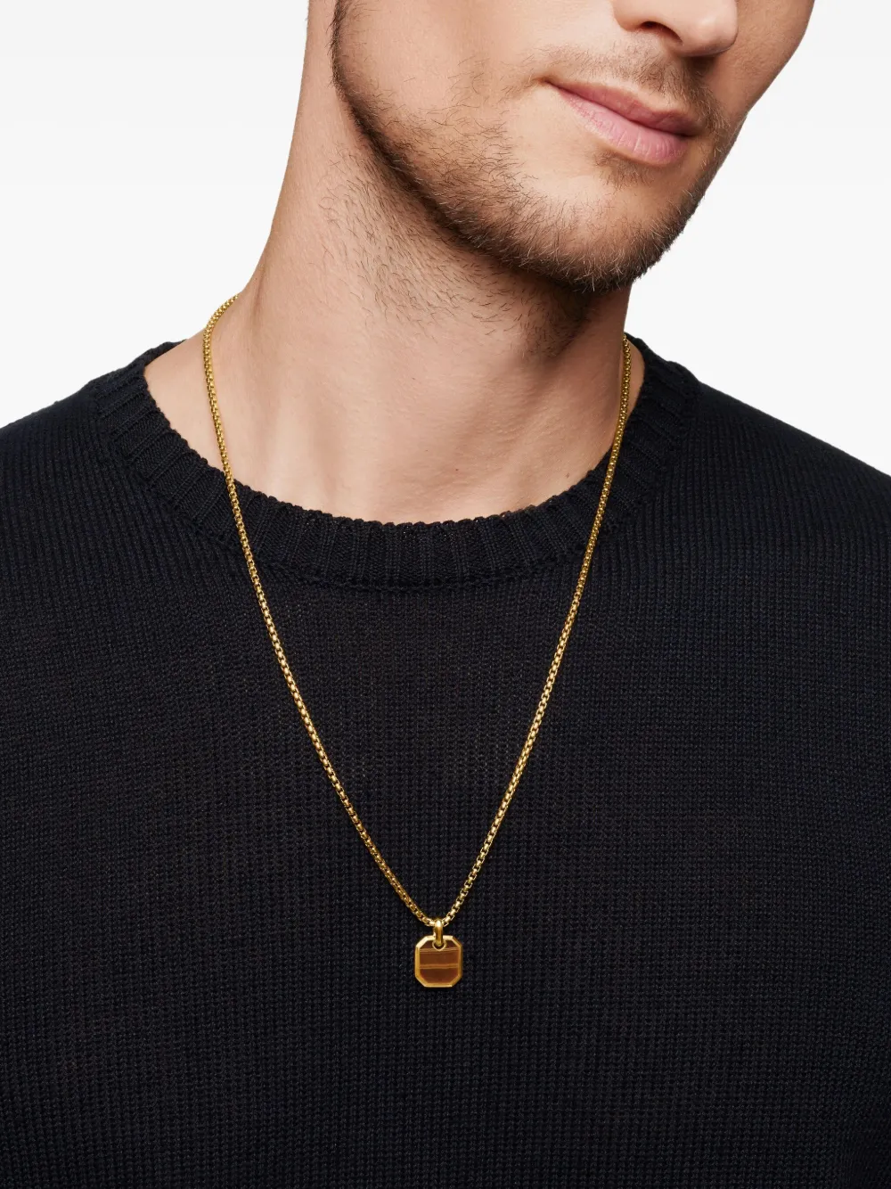  David Yurman 18kt Yellow Gold Roman Tiger Eye Amulet (15mm) - Brown 