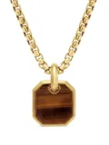 David Yurman 18kt yellow gold Roman tiger eye amulet (15mm) - Brown