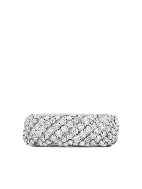 David Yurman sterling silver Sculpted Cable diamond band ring (7.5mm)