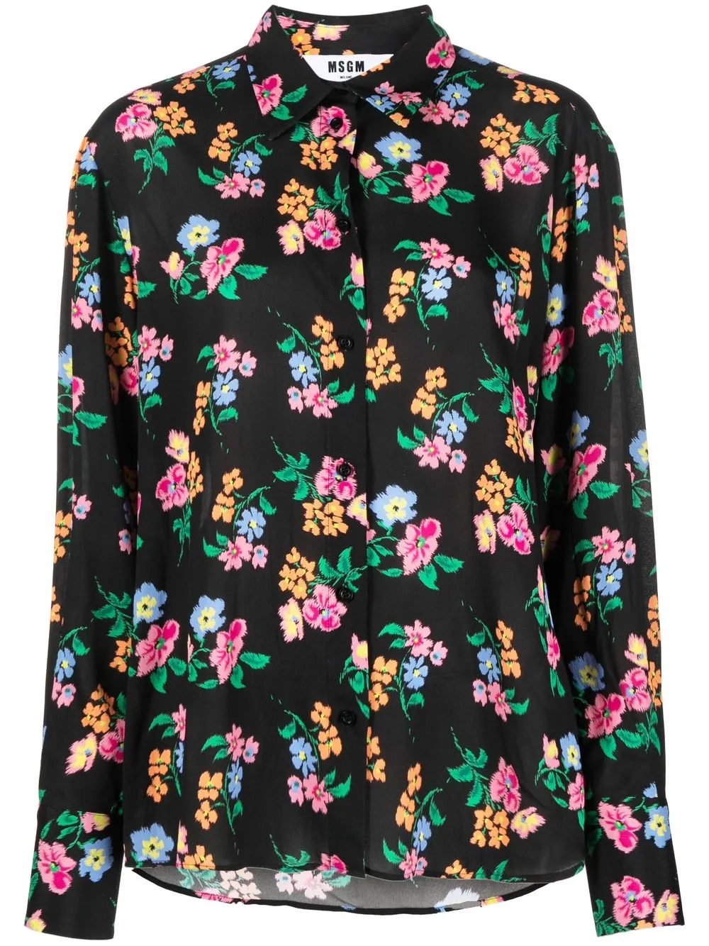 

MSGM camisa con estampado floral y botones - Negro