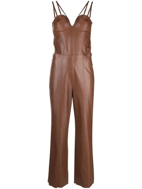 AERON V-neck leather jumpsuit