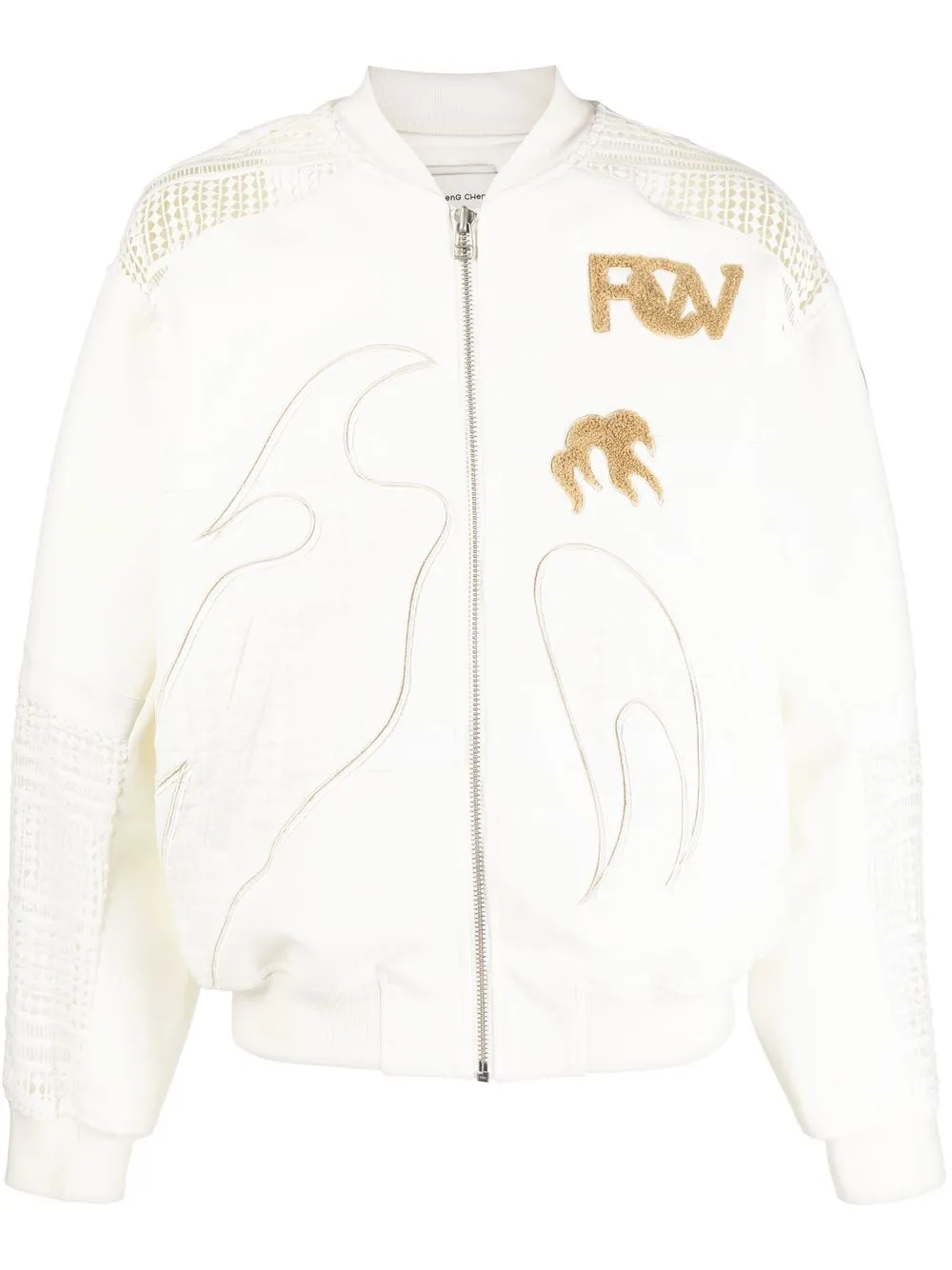 

Feng Chen Wang embroidered logo bomber jacket - White