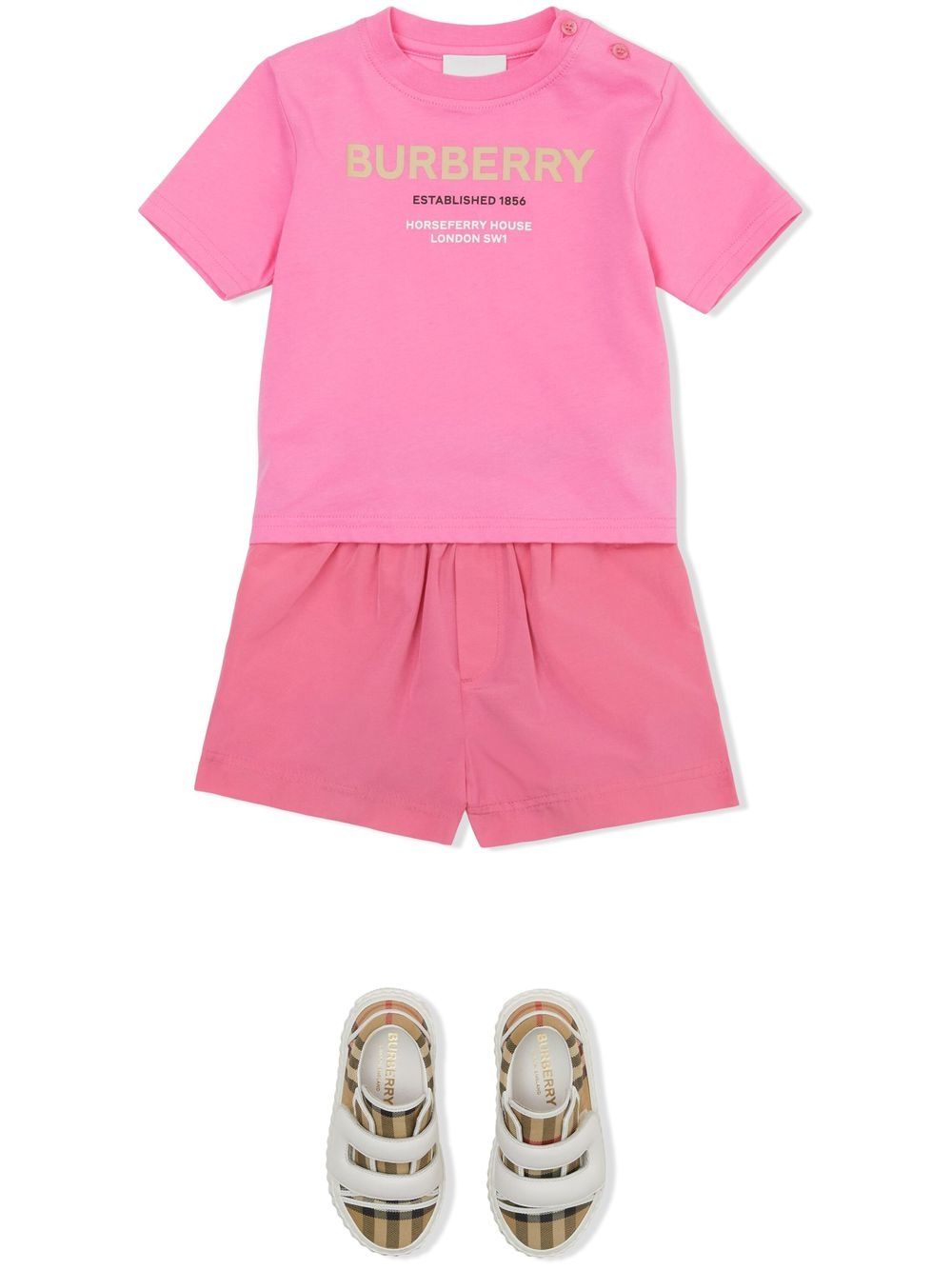 Burberry Kids T-shirt met Horseferry-print - Roze